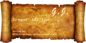 Greger Júlia névjegykártya